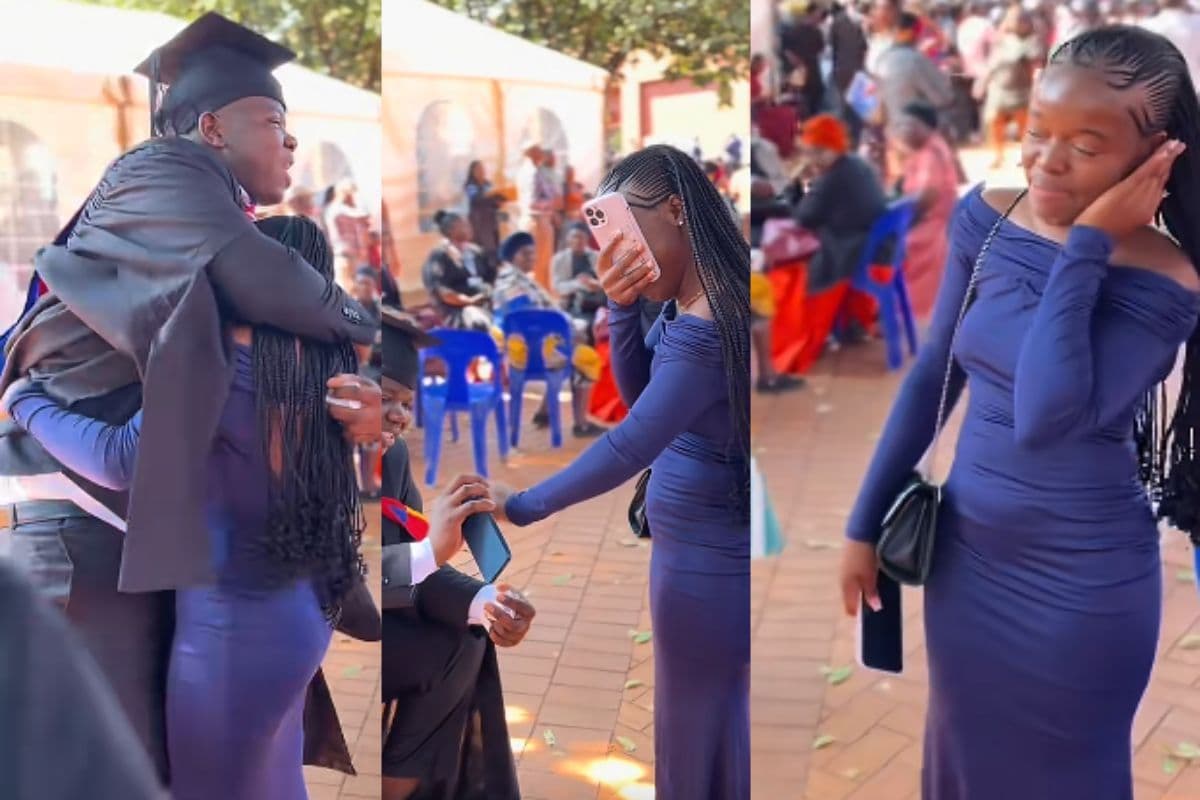 WATCH: SA man proposes to girlfriend on graduation day, leaves SA in tears